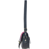 Ashwood Leather & Harris Tweed® Cloth Saddle Bag Navy/Pink: TW-26-06-NP