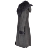 Toscana Longhaired Hooded Shearling Coat Grey: LP 26