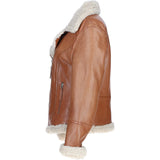 Womens Shearling Biker Jacket Cognac: 2418