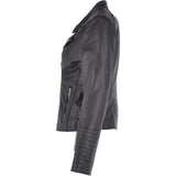 Leather Biker Jacket Black: N-31
