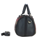 Ashwood Leather & Harris Tweed® Cloth Medium Barrel Bag Black/Green/Red: TW-62-07-BR