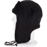 Unisex Sheepskin Trapper Hat Black: 208