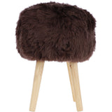 New Zealand Sheepskin Stool Chocolate: SHORT SHEEPSKIN STOOL