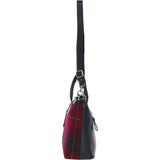 Versatile Ashwood Leather & Harris Tweed® Cloth Shoulder Bag Navy/Pink: TW-22-06-NP