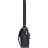 Elegant Ashwood Leather & Harris Tweed® Cloth Crossbody Bag Navy/Pink: TW-27-06-NP
