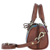 Ashwood Leather & Harris Tweed® Cloth X-Small Barrel Bag Tan/Purple: TW-60-13-TP