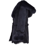 Toscana Long Haired Shearling Jacket With Large Hood Ombre Blue: KB 32 HOODED