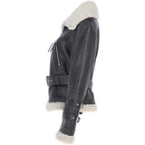 Women's Aviator Biker Jacket Choco/Beige: 2420