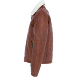 Ashwood Men’s Real Leather Puffer Jacket in Regular Fit with Faux Fur Collar Tan: AWM-Puffer