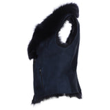 Toscana Suede Leather Biker Gilet Ombre Blue: KB 620