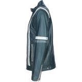 Men's Ashwood Leather Casual Jacket with Contrast Stripes Navy: AWM-260