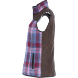 Ashwood Women's Country Tweed Check Waistcoat with Leather Trim Brown/Pink: TW-702-15-BP
