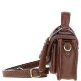 Ashwood Leather & Harris Tweed® Cloth Micro Satchel Bag with Twist Lock Tan/Navy:TW-36-11-TN