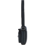 Real Leather Compact Crossbody Bag Black: SICILY