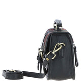 Ashwood Leather & Harris Tweed® Cloth Small Satchel Bag Black/Green/Red: TW-67-07-BR