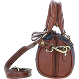 Ashwood Leather & Harris Tweed® Cloth X-Small Barrel Bag Tan/Navy: TW-60-11-TN
