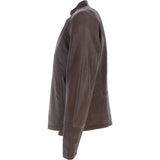 Mens Leather Biker Jacket Aq Brown: BR FONS-1