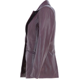 Womens Leather Fashion Single Breasted Blazer Burgundy: AWL-Blazer