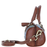 Ashwood Leather & Harris Tweed® Cloth X-Small Barrel Bag Tan/Mcload: TW-60-02-TM