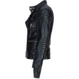 Brampton Leather Ladies Biker Jacket Black: B Soho