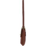 Ashwood Leather & Tweed Twist Lock Crossbody Bag Tan/Green Check: TW-31-010-TGNH