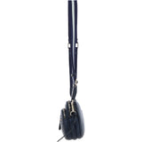 Compact Twin Zip Ashwood Leather Crossbody Bag Navy: X-35