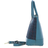 Ashwood Leather & Harris Tweed® Cloth Large Grab Bag Teal/Navy: TW-64-16-TN