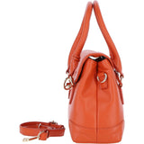 Premium Leather Shoulder Bag with Detachable Crossbody Strap Orange: Y-56