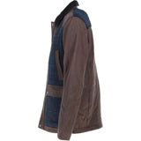 Ashwood Leather x Harris Tweed Men's Buff Lamb Leather Jacket with Corduroy Collar Brown/Navy: TW-903-011-BN