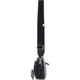 Compact Twin Zip Ashwood Leather Crossbody Bag Black: X-35