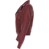 Ladies Ashwood Leather Biker Jacket Burgundy: AWL-1991