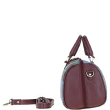 Ashwood Leather & Harris Tweed® Cloth Medium Barrel Bag Wine/Mcload: TW-62-17-WM