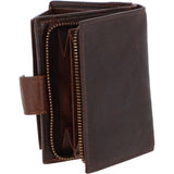 Women's Vintage Wash Leather Wallet Purse Brandy : G-41