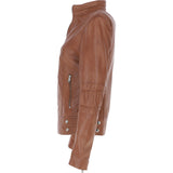 Leather Biker Jacket Tan: N-12