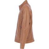 Ashwood Leather Mandarin Collar Zip-Up Men's Jacket Cognac: AMJ-10