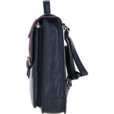 Ashwood Leather & Harris Tweed® Cloth Large Backpack with Twist Lock Navy/Pink: TW-38-06-NP