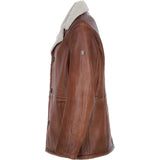 Men’s Trapper Leather Jacket with Faux Fur Lining Cognac: ELMS