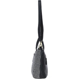 Versatile Ashwood Leather & Harris Tweed® Cloth Shoulder Bag Black/White: TW-22-012-BW