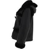 Shearling Jacket With Hood Black: KB-884
