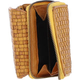 Vintage Woven Leather 7 Card Purse Yellow:  D-82