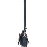 Ashwood Leather & Harris Tweed® Cloth Small Satchel Bag with Twist Lock Navy/Pink: TW-33-06-NP