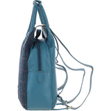 Ashwood Leather & Harris Tweed® Cloth Multi-Pocket Backpack Teal/Navy: TW-66-16-TN