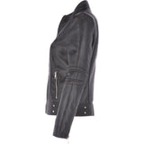 Leather Biker Jacket Black: N-12