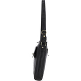 Unisex Michigan Leather Body Bag Black : M-69
