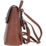 Ashwood Leather & Harris Tweed® Cloth Compact Backpack Tan/Navy: TW-65-11-TN