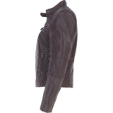 Leather Biker Style Jacket Bordeaux : Awl-1201