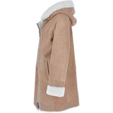 Ladies Hooded Sheepskin Coat Tan: KB 999