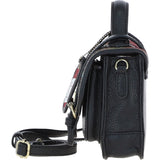 Ashwood Leather & Harris Tweed® Cloth Mini Satchel Bag with Twist Lock Brown/Red: TW-32-07-BR