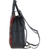Ashwood Leather & Harris Tweed® Cloth Multi-Pocket Backpack Black/Green/Red: TW-66-07-BR