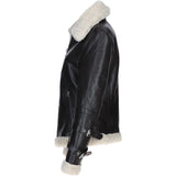Ladies Sheepskin Aviator Jacket with Faux Fur Lining Brown: 2419